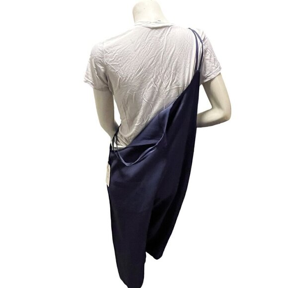 linen bib overalls in blue by Clara sun woo - Picture 6 of 14